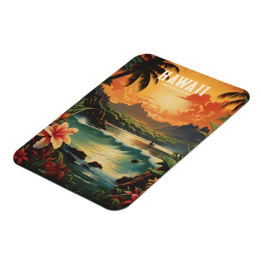 Hawaii Tropical Beach Travel Illustratie Magneet (Linkerzijde)