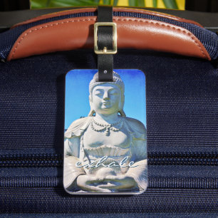 Hawaii Tropical Buddha Photo Exhale Quote Script Bagagelabel