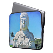 Hawaii Tropical Buddha Photo Exhale Quote Script Laptop Sleeve (Voorkant Links)