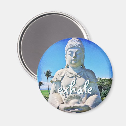 Hawaii Tropical Buddha Photo Exhale Quote Script Magneet (Voorkant / Achterkant)