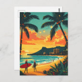 Hawaii Tropical Christmas Beach Vintage Briefkaart (Voorkant / Achterkant)