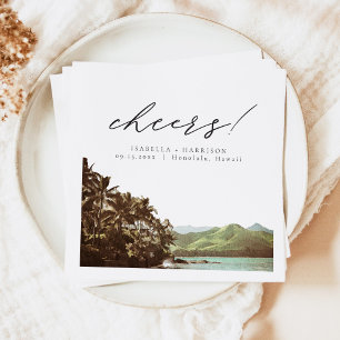 HAWAII Tropical Hawaii Beach Wedding Details Kaart Servet