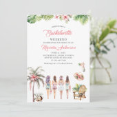 Hawaii Tropical Palm Beach Waterverf BaInvitation Kaart (Staand voorkant)