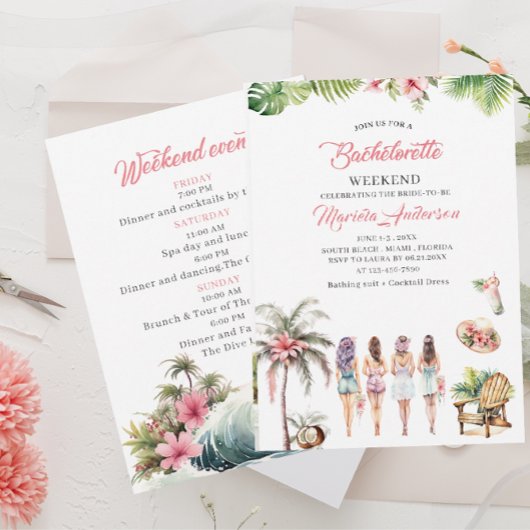 Hawaii Tropical Palm Beach Waterverf BaInvitation Kaart