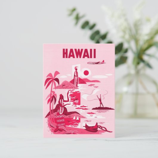  Hawaii Tropical Pink Travel Briefkaart (Staand voorkant)