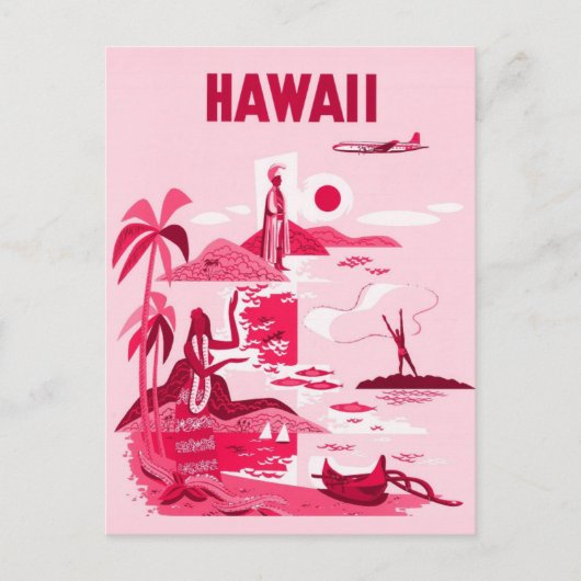  Hawaii Tropical Pink Travel Briefkaart (Voorkant)