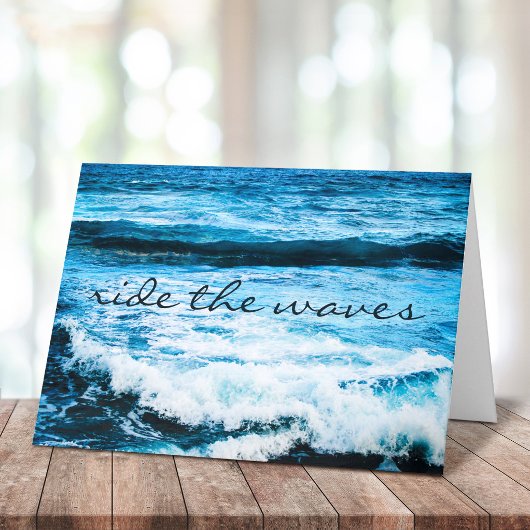 Hawaii Tropisch Blauw Oceaan Ride the Waves Script Kaart