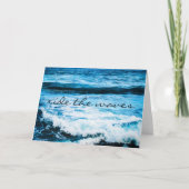Hawaii Tropisch Blauw Oceaan Ride the Waves Script Kaart (Voorkant)