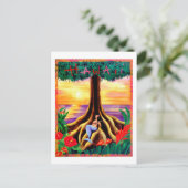 Hawaii, tropisch eiland, zeemeermin onder grote bo briefkaart (Staand voorkant)