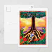 Hawaii, tropisch eiland, zeemeermin onder grote bo briefkaart (Voorkant / Achterkant)