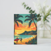 Hawaii Tropisch Kerststrand Vintage Briefkaart (Staand voorkant)