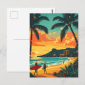 Hawaii Tropisch Kerststrand Vintage Briefkaart (Voorkant / Achterkant)