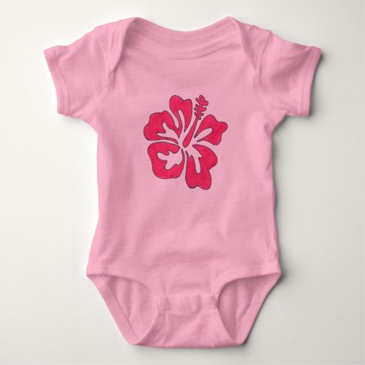 Hawaii Tropisch Roze Hibiscus Flower Hawaiian Romper (Voorkant)