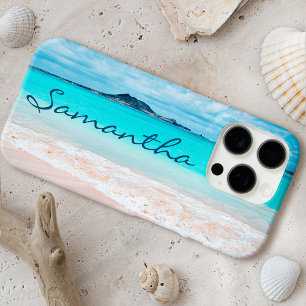 Hawaii tropisch strand foto monogram naam eenvoudi iPhone 16 pro hoesje