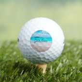 Hawaii Tropisch Strand Foto Monogram Naam Script Golfballen (Insitu Shirt)