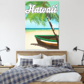 Hawaii Tropisch Strand reisposter Canvas Afdruk (Insitu (Slaapkamer))
