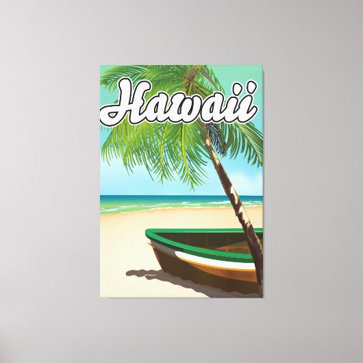 Hawaii Tropisch Strand reisposter Canvas Afdruk (Voorkant)
