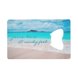 Hawaii Tropisch Strand Vrede Liefde Zandige Voeten Creditkaart Flessenopener