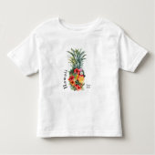 Hawaii Tropische Ananas w / Bloemen, familienaam Kinder Shirts (Voorkant)