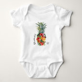 Hawaii Tropische Ananas w / Bloemen, familienaam Romper (Voorkant)
