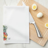 Hawaii Tropische Ananas w / Bloemen, familienaam Theedoek (Quarter Fold)