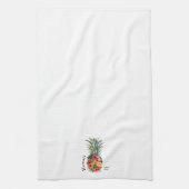 Hawaii Tropische Ananas w / Bloemen, familienaam Theedoek (Verticaal)