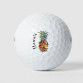 Hawaii Tropische Ananas w / Bloemen Golfballen (Voorkant)