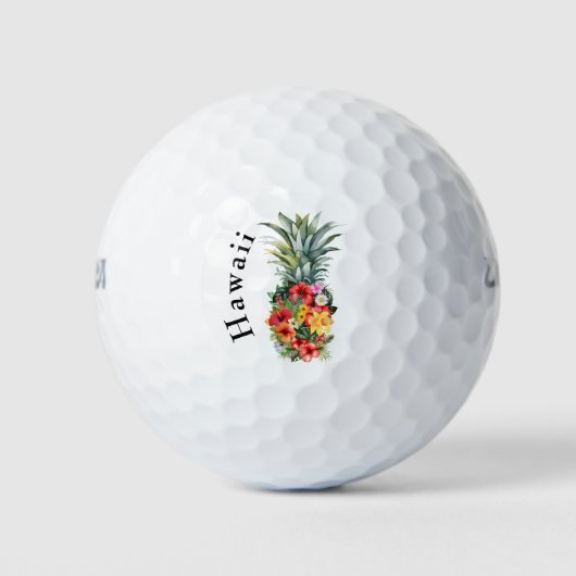 Hawaii Tropische Ananas w / Bloemen Golfballen (Voorkant)