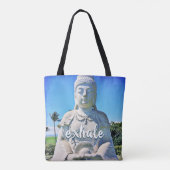 Hawaii Tropische Boeddha Foto Uitademen Script Sti Tote Bag (Achterkant)