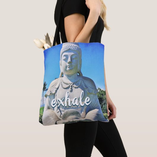 Hawaii Tropische Boeddha Foto Uitademen Script Sti Tote Bag (Dichtbij)