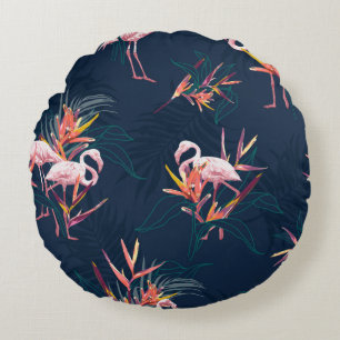 Hawaii Tropische flamingo met vogel van de Paradis Rond Kussen