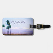 Hawaii tropische palmboom foto aangepaste naam scr bagagelabel (Voorkant horizontaal)