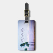 Hawaii tropische palmboom foto aangepaste naam scr bagagelabel (Voorkant verticaal)