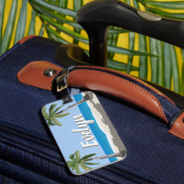 Hawaii Tropische Palmboom Strand Persoonlijk  Bagagelabel