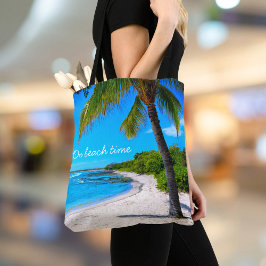 Hawaii tropische strand palmboom op strand type tote bag