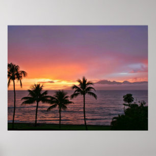 Hawaii Tropische Sunset on the Beach Poster