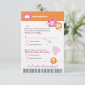 Hawaii Trouw RSVP Bevestiging Instapkaart Kaart (Staand voorkant)