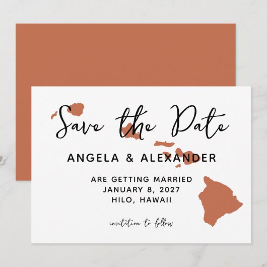 Hawaii Trouw Terracotta Save The Date (Voorkant / Achterkant)
