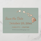 Hawaii Trouwdag Save The Date Roze Goud Folie Uitnodiging (Voorkant)