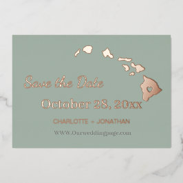 Hawaii Trouwen Bewaar De Datum Rose Goud Folie Uitnodiging