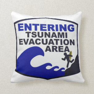 Hawaii Tsunami Sign. Beach House Kussen