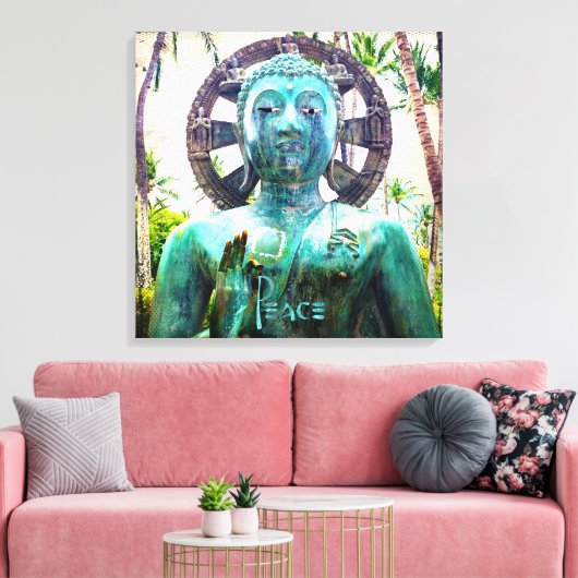 Hawaii Turquoise Blauw Boeddha beeld Foto Vrede Canvas Afdruk (Insitu (Woonkamer))