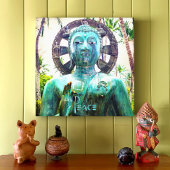 Hawaii Turquoise Blauw Boeddha beeld Foto Vrede Canvas Afdruk