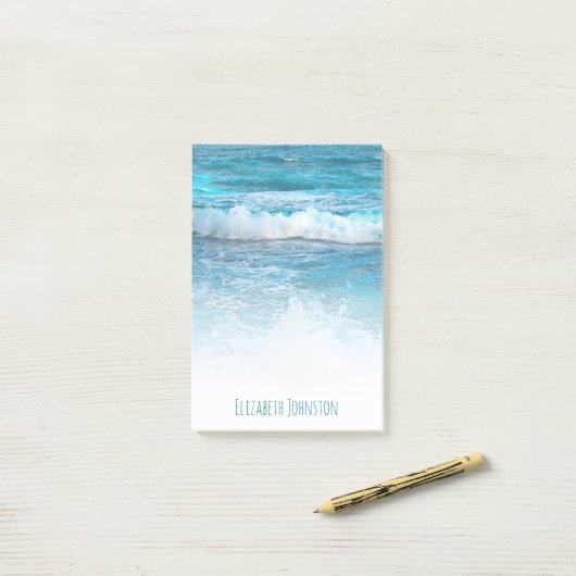 Hawaii turquoise blue oceaangolven foto aangepast post-it® notes (Op bureau)