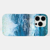 Hawaii turquoise blue oceaangolven girale confetti Case-Mate iPhone case (Achterkant (horizontaal))