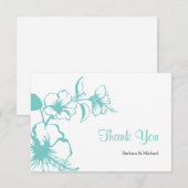 Hawaii Turquoise Hibiscus Bestemming Bruiloft Bedankkaart (Voorkant / Achterkant)