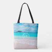 Hawaii turquoise oceaan zandstrand foto monogram tote bag (Achterkant)