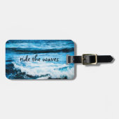Hawaii Turquoise Ocean Photo Ride The Waves Quote Bagagelabel (Voorkant horizontaal)
