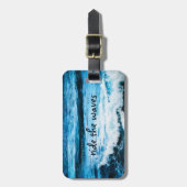 Hawaii Turquoise Ocean Photo Ride The Waves Quote Bagagelabel (Voorkant verticaal)