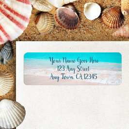Hawaii turquoise sandy strand foto aangepast adres etiket
